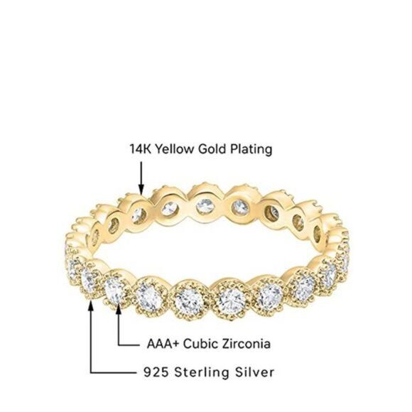 Stacked Eternity Ring Simulated Diamond CZ Zircon Dainty Ring-SIZE 7 - Picture 5 of 5